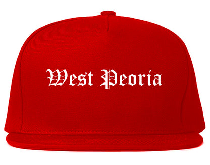 West Peoria Illinois IL Old English Mens Snapback Hat Red