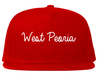 West Peoria Illinois IL Script Mens Snapback Hat Red