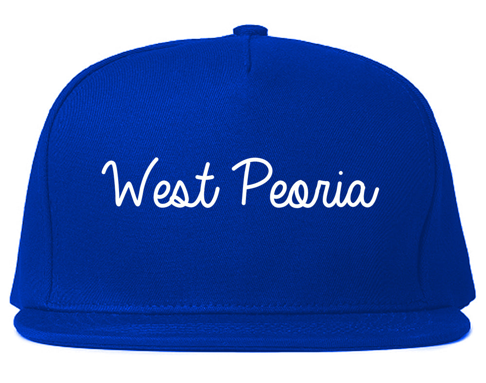 West Peoria Illinois IL Script Mens Snapback Hat Royal Blue