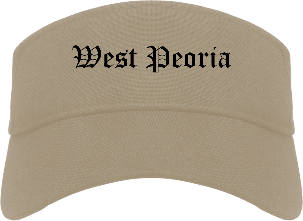 West Peoria Illinois IL Old English Mens Visor Cap Hat Khaki