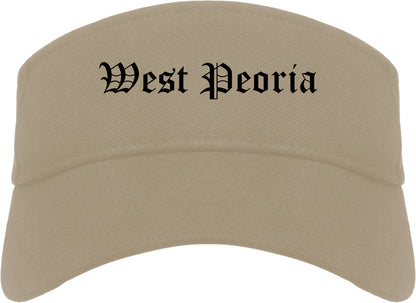 West Peoria Illinois IL Old English Mens Visor Cap Hat Khaki