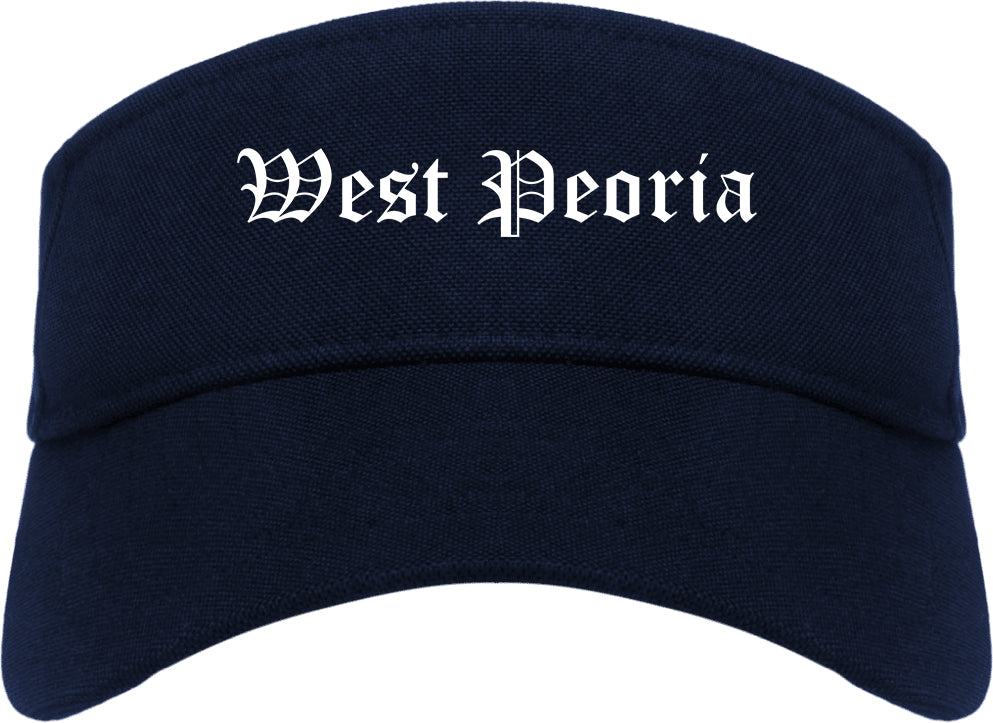 West Peoria Illinois IL Old English Mens Visor Cap Hat Navy Blue