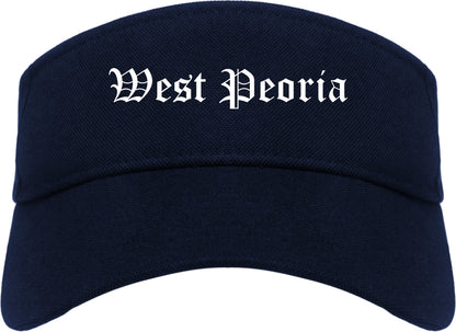 West Peoria Illinois IL Old English Mens Visor Cap Hat Navy Blue