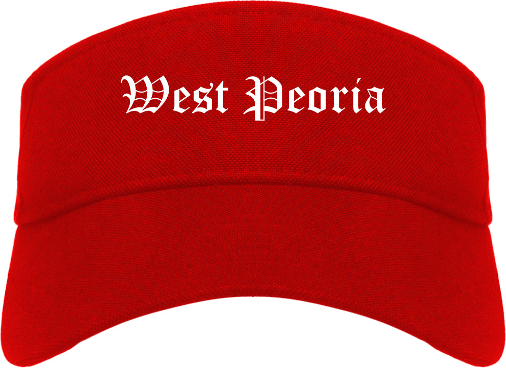 West Peoria Illinois IL Old English Mens Visor Cap Hat Red