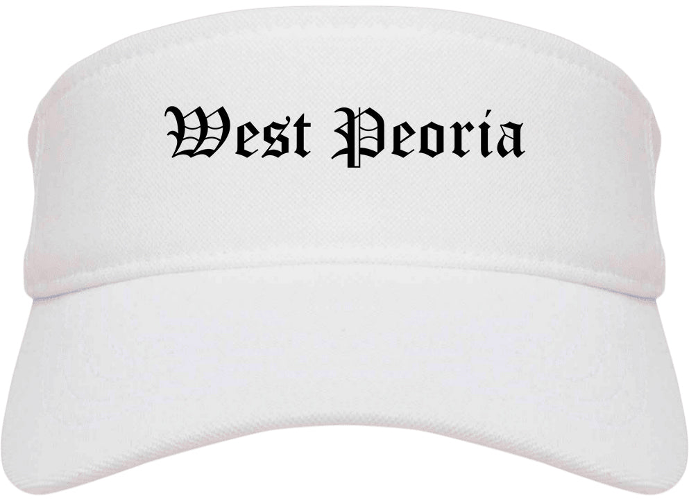 West Peoria Illinois IL Old English Mens Visor Cap Hat White
