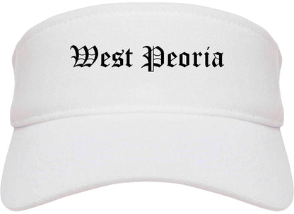 West Peoria Illinois IL Old English Mens Visor Cap Hat White