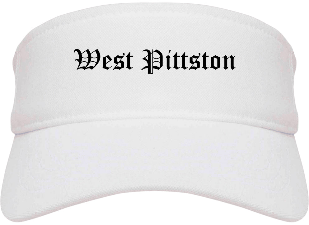 West Pittston Pennsylvania PA Old English Mens Visor Cap Hat White