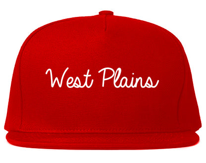 West Plains Missouri MO Script Mens Snapback Hat Red