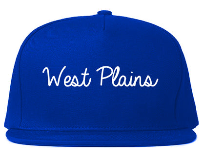 West Plains Missouri MO Script Mens Snapback Hat Royal Blue