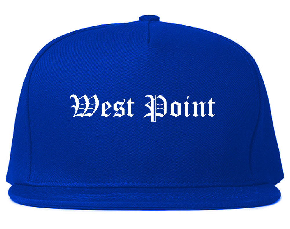 West Point Mississippi MS Old English Mens Snapback Hat Royal Blue