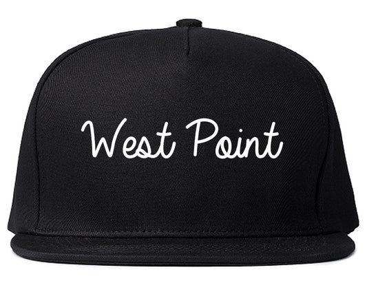 West Point Mississippi MS Script Mens Snapback Hat Black