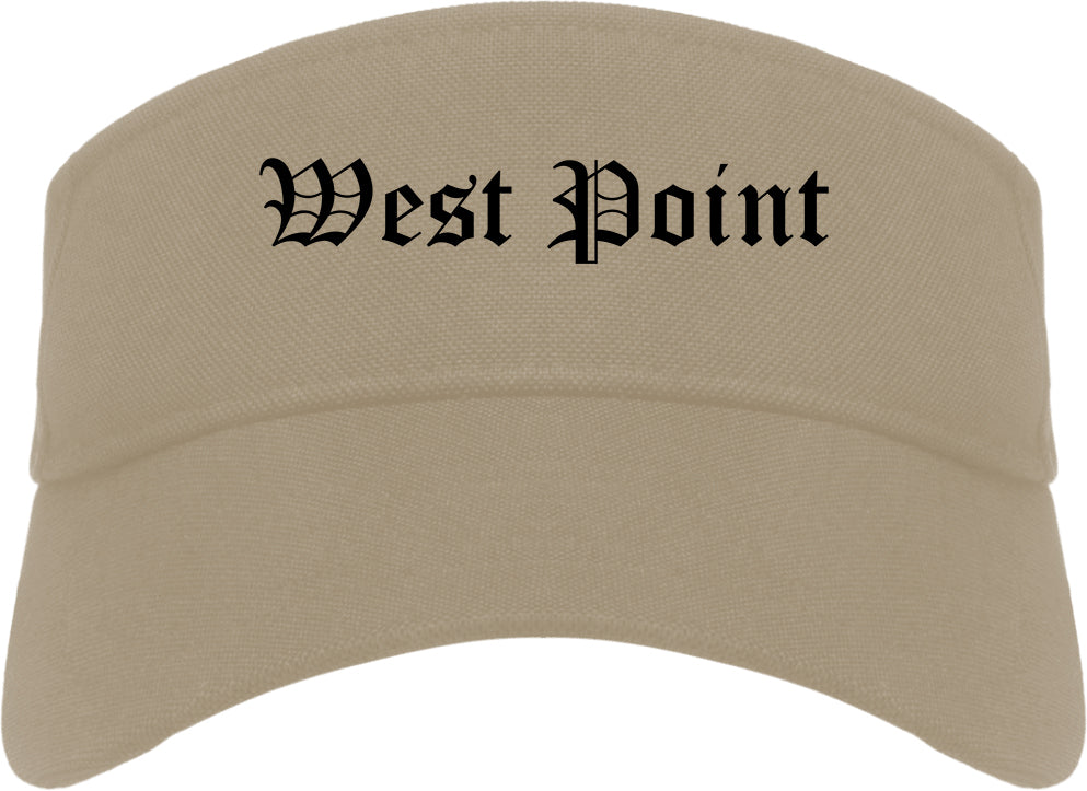 West Point Mississippi MS Old English Mens Visor Cap Hat Khaki