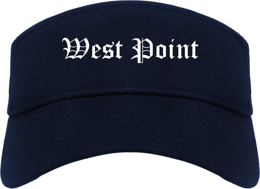 West Point Mississippi MS Old English Mens Visor Cap Hat Navy Blue