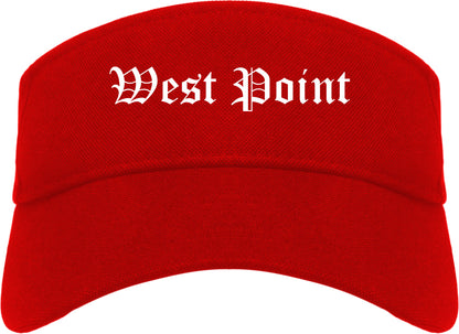 West Point Mississippi MS Old English Mens Visor Cap Hat Red