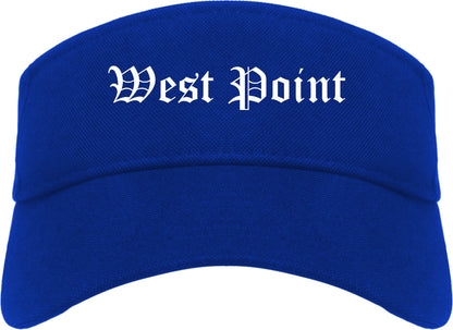 West Point Mississippi MS Old English Mens Visor Cap Hat Royal Blue