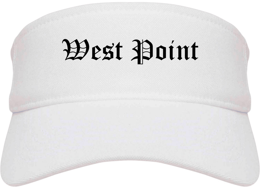 West Point Mississippi MS Old English Mens Visor Cap Hat White