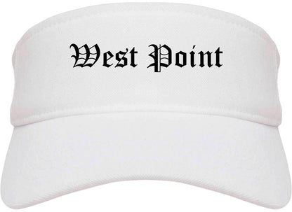 West Point Mississippi MS Old English Mens Visor Cap Hat White