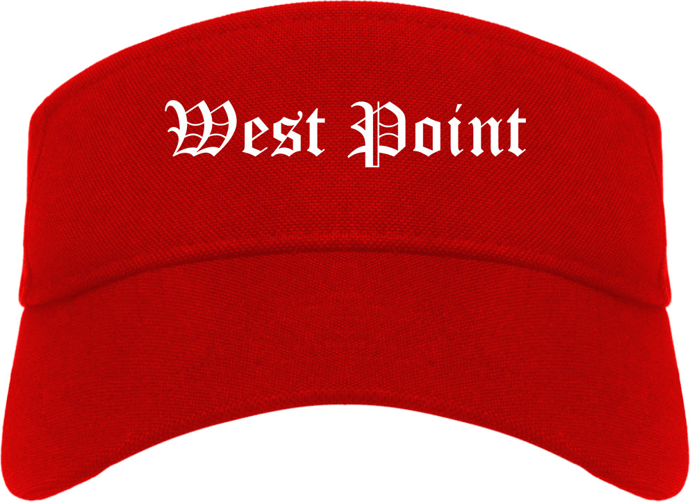 West Point Utah UT Old English Mens Visor Cap Hat Red