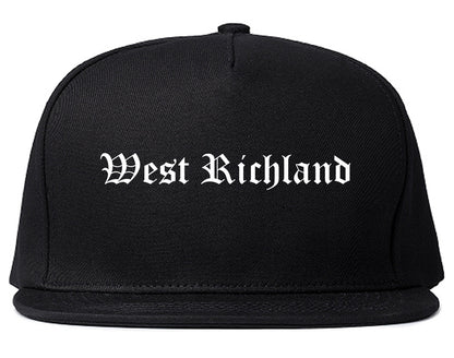 West Richland Washington WA Old English Mens Snapback Hat Black