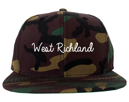West Richland Washington WA Script Mens Snapback Hat Army Camo