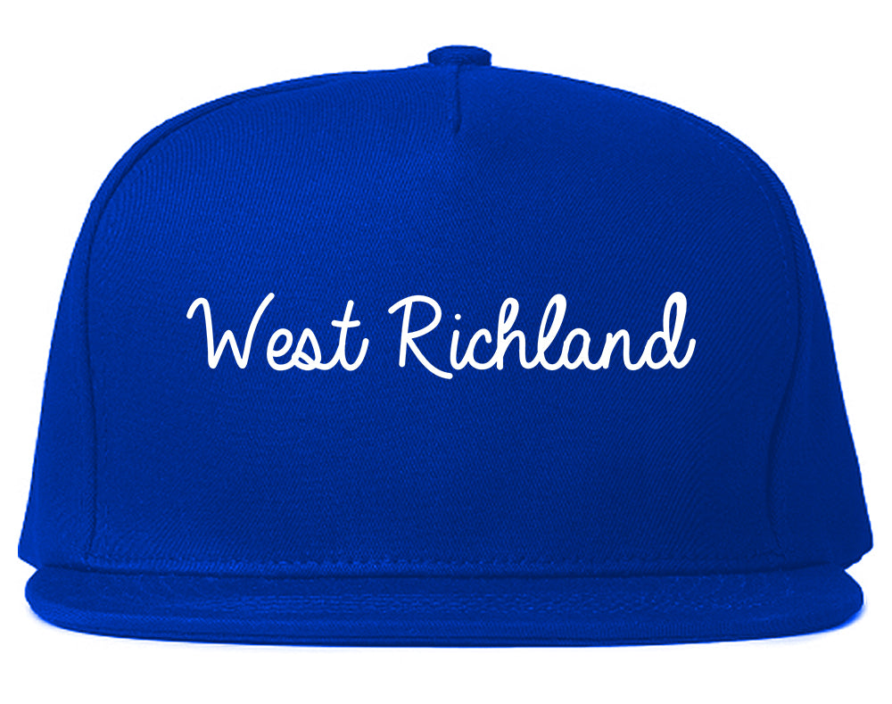 West Richland Washington WA Script Mens Snapback Hat Royal Blue