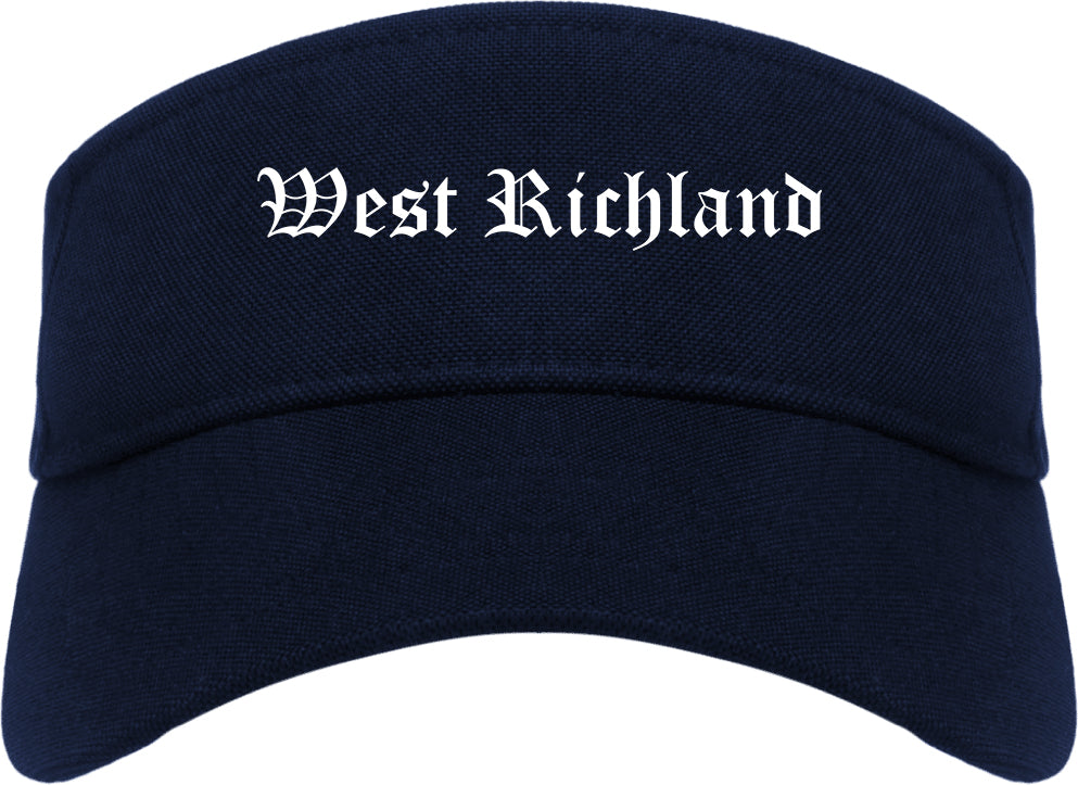 West Richland Washington WA Old English Mens Visor Cap Hat Navy Blue