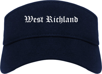 West Richland Washington WA Old English Mens Visor Cap Hat Navy Blue