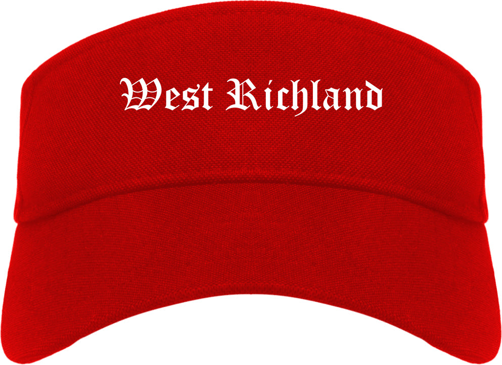 West Richland Washington WA Old English Mens Visor Cap Hat Red
