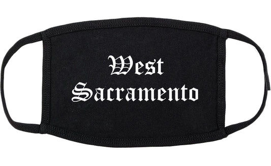 West Sacramento California CA Old English Cotton Face Mask Black