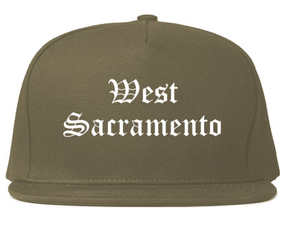 West Sacramento California CA Old English Mens Snapback Hat Grey