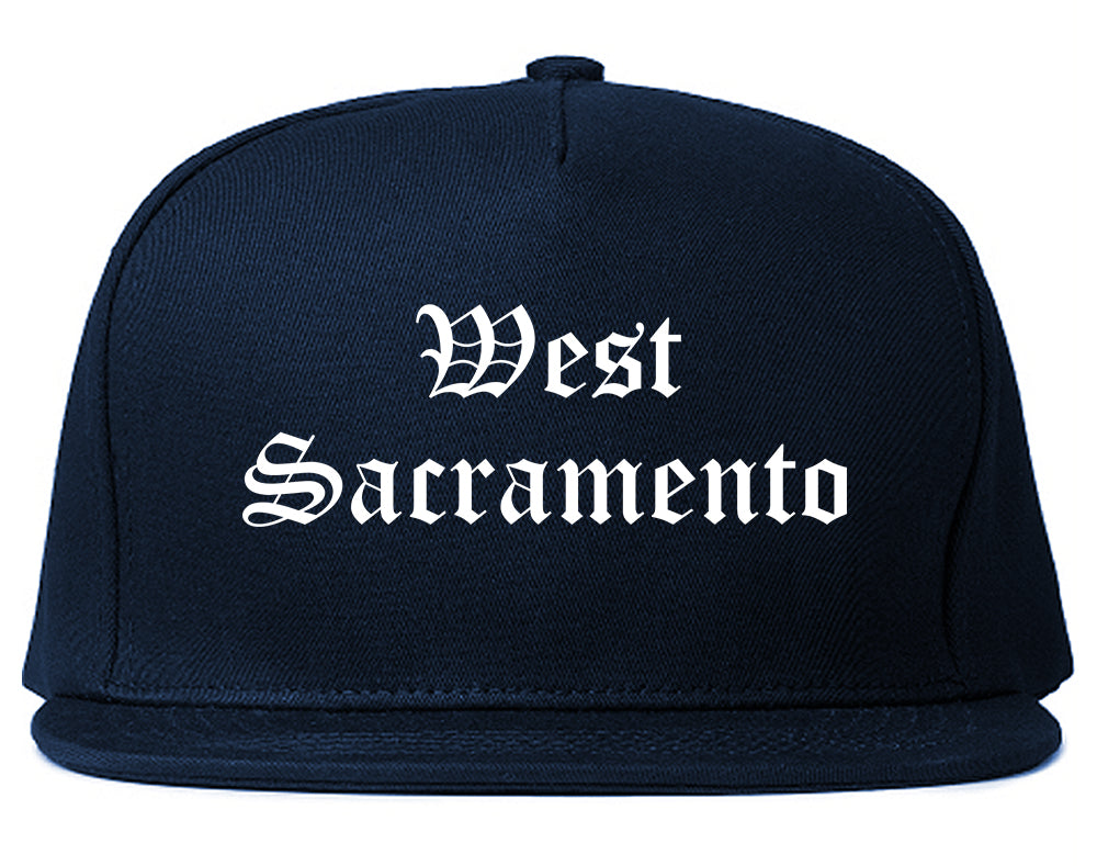 West Sacramento California CA Old English Mens Snapback Hat Navy Blue