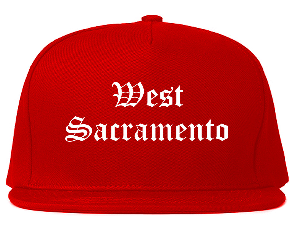 West Sacramento California CA Old English Mens Snapback Hat Red
