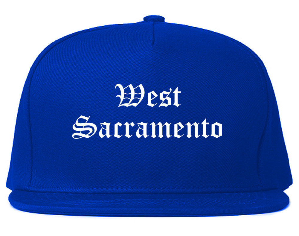 West Sacramento California CA Old English Mens Snapback Hat Royal Blue