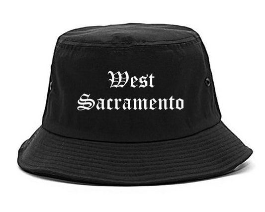 West Sacramento California CA Old English Mens Bucket Hat Black