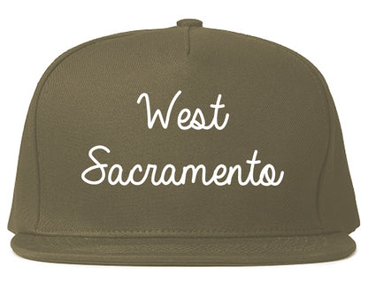 West Sacramento California CA Script Mens Snapback Hat Grey