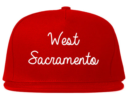 West Sacramento California CA Script Mens Snapback Hat Red