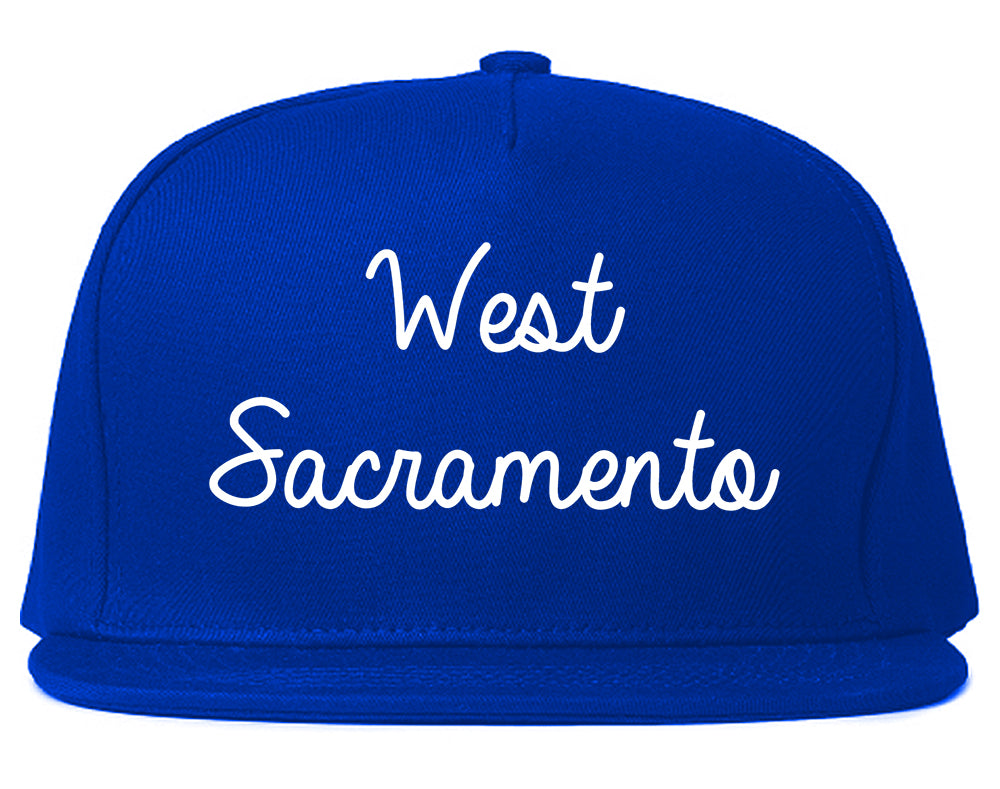 West Sacramento California CA Script Mens Snapback Hat Royal Blue
