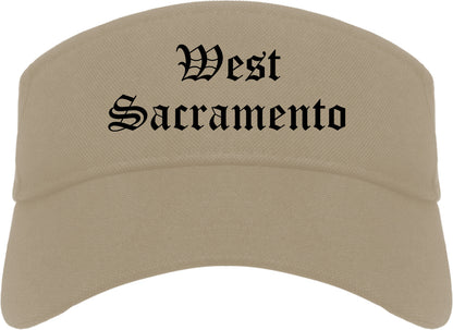 West Sacramento California CA Old English Mens Visor Cap Hat Khaki