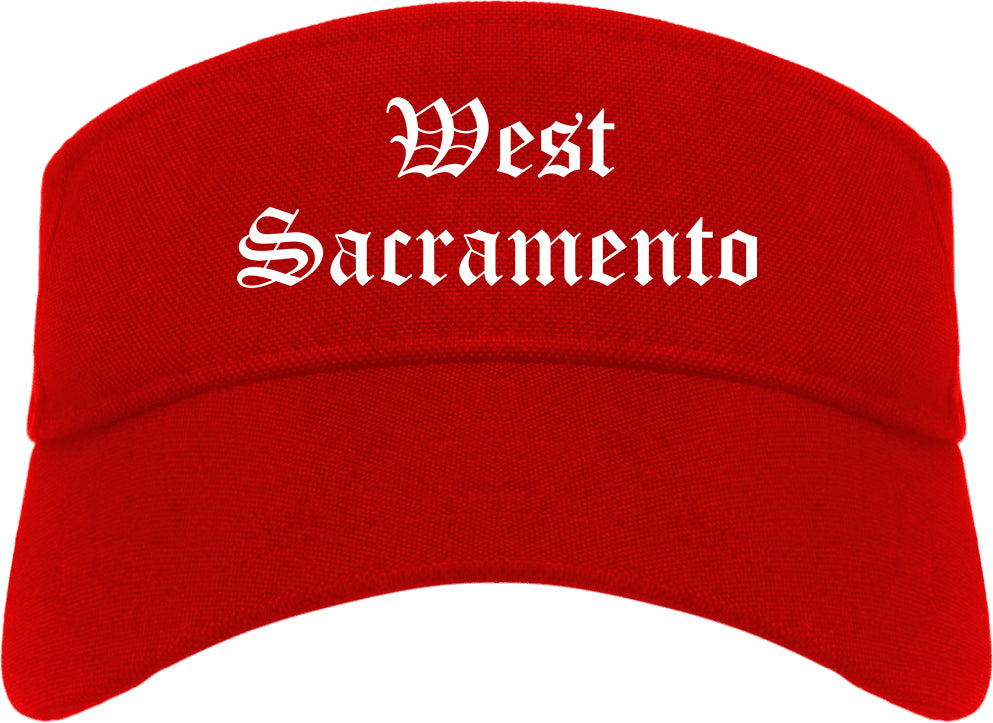 West Sacramento California CA Old English Mens Visor Cap Hat Red