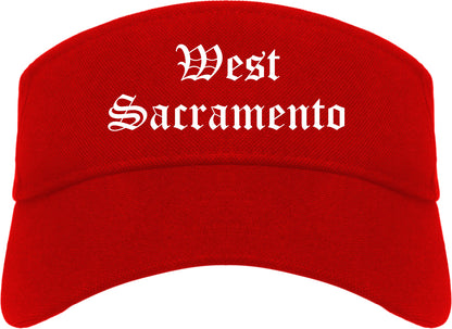 West Sacramento California CA Old English Mens Visor Cap Hat Red