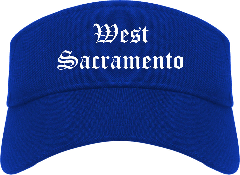 West Sacramento California CA Old English Mens Visor Cap Hat Royal Blue