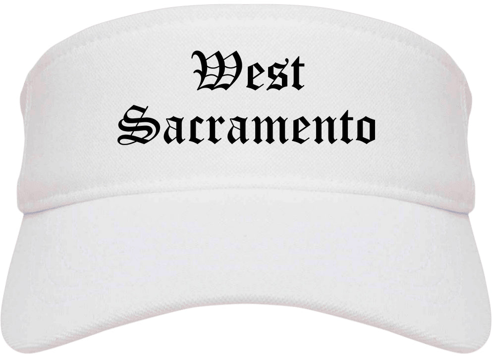 West Sacramento California CA Old English Mens Visor Cap Hat White