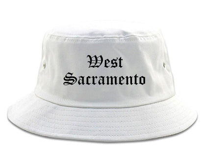 West Sacramento California CA Old English Mens Bucket Hat White
