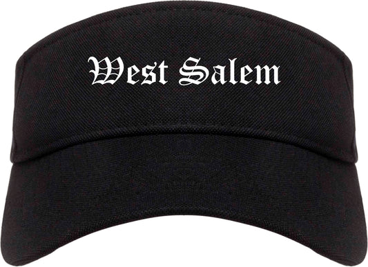 West Salem Wisconsin WI Old English Mens Visor Cap Hat Black