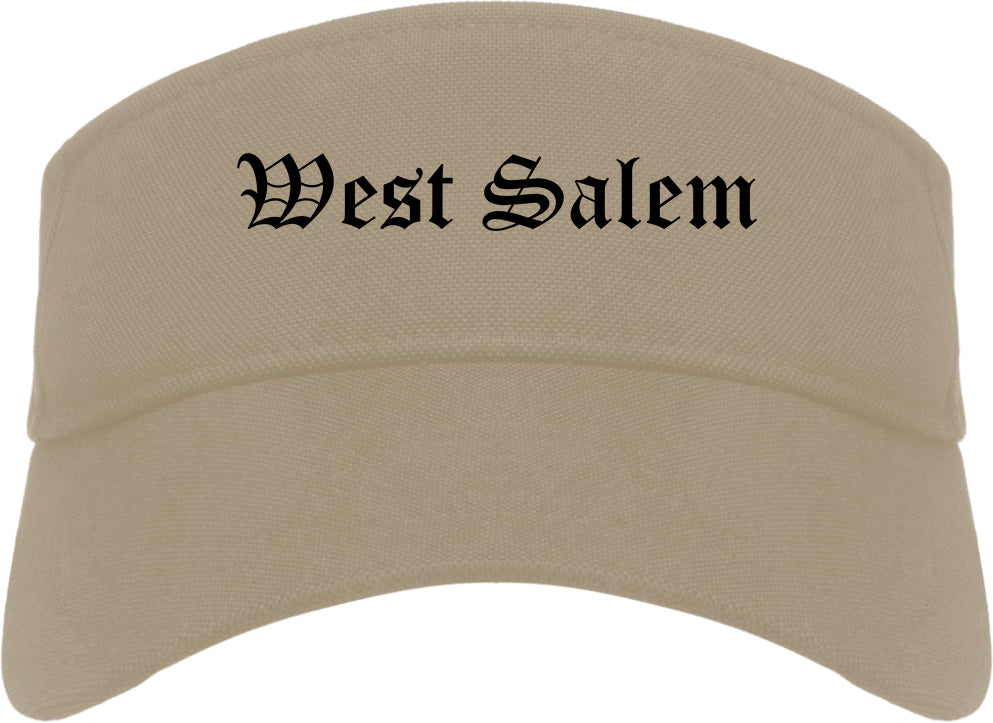 West Salem Wisconsin WI Old English Mens Visor Cap Hat Khaki