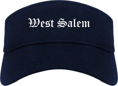 West Salem Wisconsin WI Old English Mens Visor Cap Hat Navy Blue