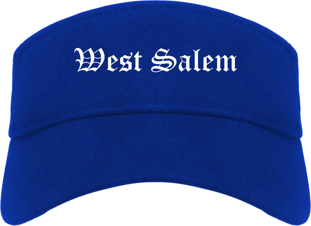 West Salem Wisconsin WI Old English Mens Visor Cap Hat Royal Blue