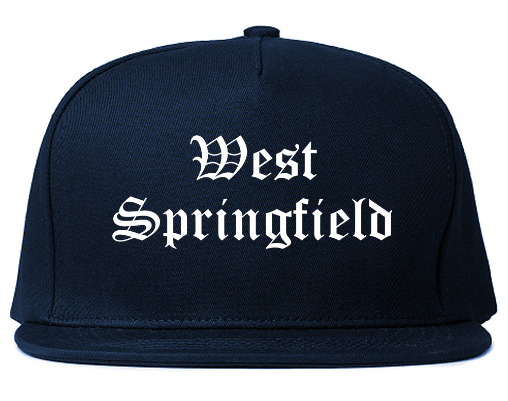 West Springfield Massachusetts MA Old English Mens Snapback Hat Navy Blue