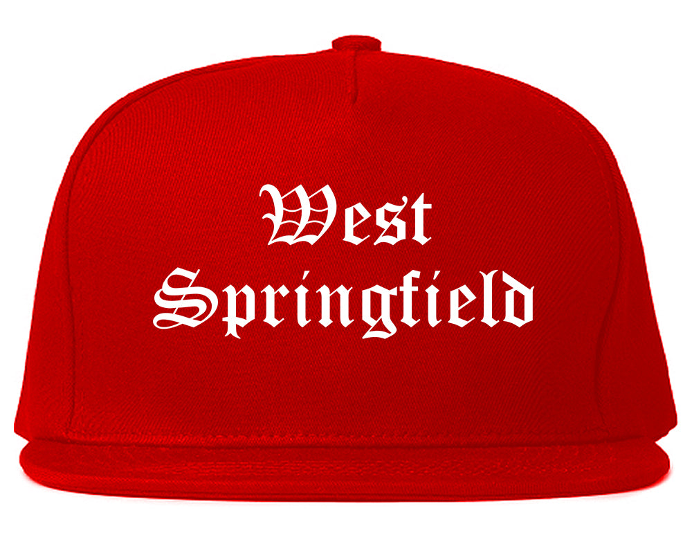 West Springfield Massachusetts MA Old English Mens Snapback Hat Red