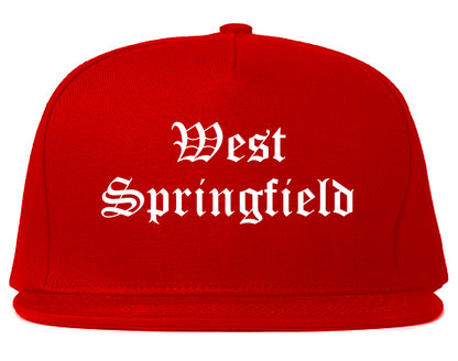 West Springfield Massachusetts MA Old English Mens Snapback Hat Red